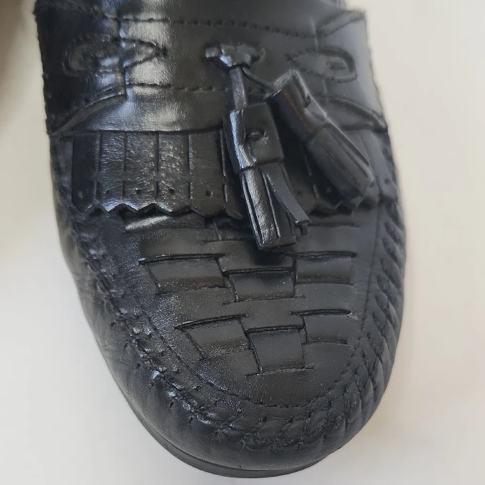 Dr. Scholl's Men's Black Leather Slip-On Loafers Size 9